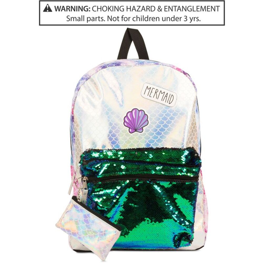 Fab Little Big Girls Reversible Sequins Mermaid Backpack Coin Purse